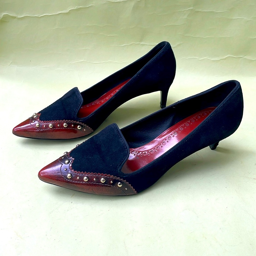 Vintage brown/black Tory Burch leather heels - Picture 2 of 16